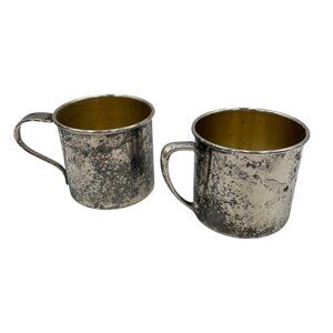 1881 Rogers Silver Plate Oneida Silver Smiths Lot 2 Baby Drinking Cups Vintage